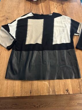 Lafayette 148 New York mixed-media colorblock sweater